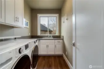 Sink in Laundry with Stone Countertops