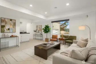 Virtually staged basement.