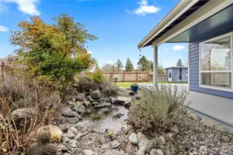Beautiful pond near front door, and tranquil sounds