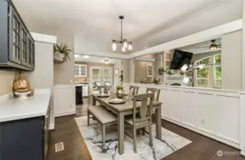 Alternate View of the Dining Room~Timeless Classic in Design & Finishes~Chair Rail~Upper & Lower Cabinets~