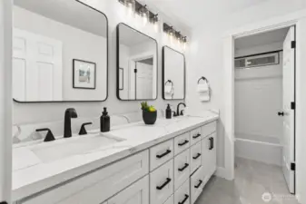 The guest bathroom has been renovated to the same high quality as the rest of the home!