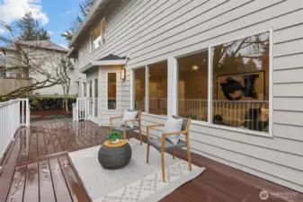 Step out on to the low maintenance deck and relax overlooking the huge backyard