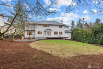 This expansive backyard yard will be so much fun for playing and pets