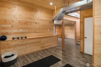 Flex space in basement. Ideal for gym, office, or rec room.