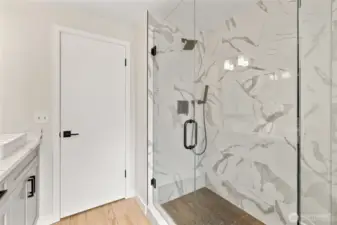Large walk-in shower.