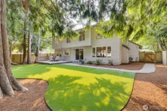 Huge, private, fully fenced yard. New low maitenance turf.