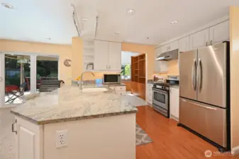 Lovely island and gas range.
