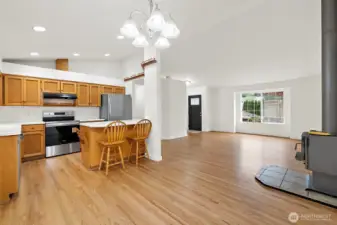 Dining room opens to kitchen & living room