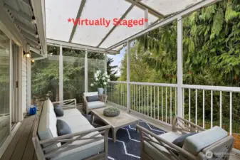 *Virtually Staged* Covered back deck w/wind block