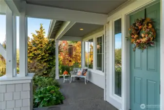 Covered porch for relaxing.