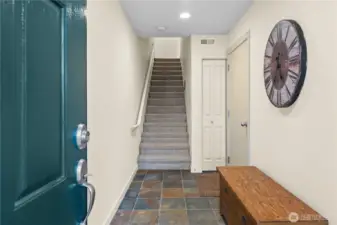 Large entryway with entrance directly from garage