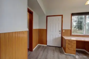 Inside entry and bright office space