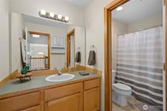 Bright and functional with clean finishes and ample storage, this full bath comfortably serves the upper-level bedrooms.