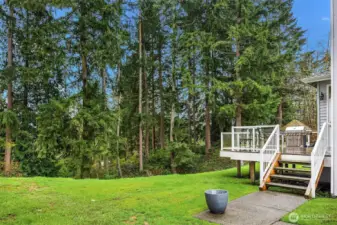 The back yard offers the home with plenty of its own outdoor/yard space, and the native growth provides a privacy buffer to the community park.