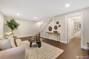 Downstairs living room off the primary room.