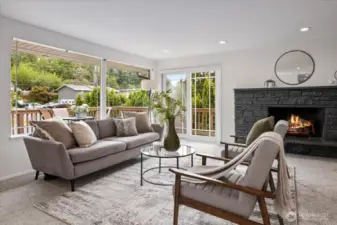 Large picture window captures the views from the deck. Enjoy your morning coffee in peace, or fire up the grill for your dinner guests.
