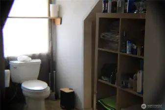 upstairs partially finished bath