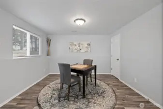 Lot of space on the lower level with a closet for extra storage.