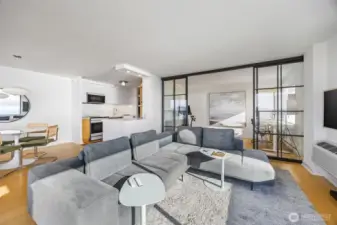 The updated corner unit features a gorgeous modern updates providing a stylish backdrop for everyday living.