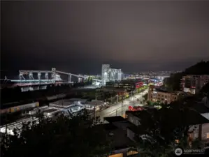 Beautiful evening views illuminate the skyline.