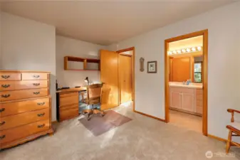 Second bedroom with direct access to hall bathroom. Closet area can be restored as regular closet if desired.