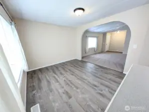 Dining room looking into the family room & entry.