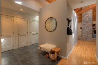 Mudroom for an easy transition from the outside. VR staged.