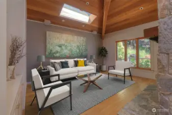 Oversized den / flex space with fireplace - virtually staged