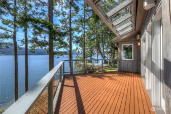Upper deck off of Great Room looking north up East Sound to Rosario Mansion