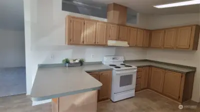 Kitchen with bar.