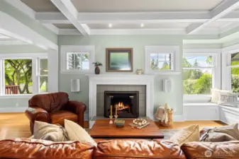 Beautiful coffered beams and trim details