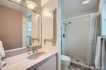The primary bath has a shower.