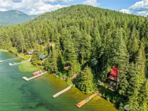 Picturesque lake views surround the property.
