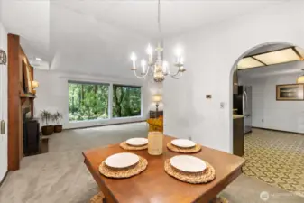 Dining space looking into kitchen.