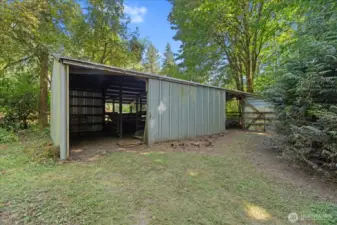 Barn with metal roof.