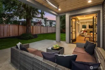 Secluded outdoor covered living area