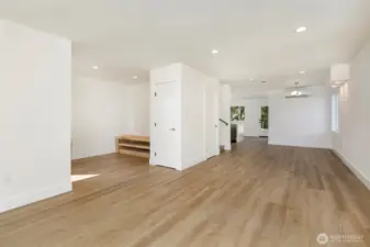 Living Room linking into the mud room and into the dining room