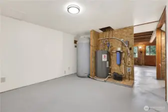 Storage room with holding tank for well