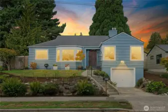 Dramatic sunsets over Puget Sound in this Magnolia Heights neighborhood