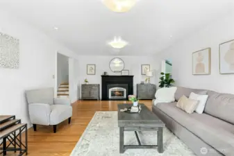 Handsome brick gas fireplace will warm your toes in the evenings.