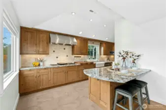 Gorgeous granite breakfast bar will tempt you to linger with your toast and coffee.