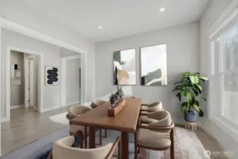 The elegant formal dining room connects to the kitchen via a Butler’s Pantry, featuring a huge walk-in pantry for perfect functionality.