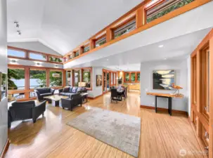 Open living space with designated zones.