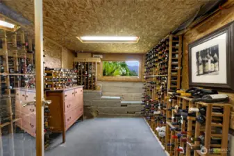 Basement features discreet & secure 500-bottle wine cellar + separate dry storage for your lake toys.