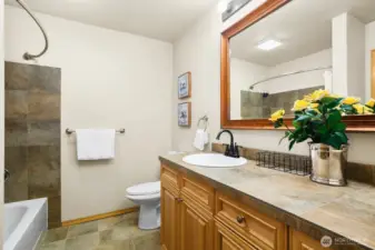 Oversized bath with soaking tub and vanity