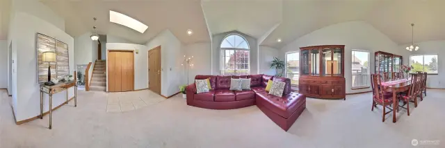 Living room and dining room area