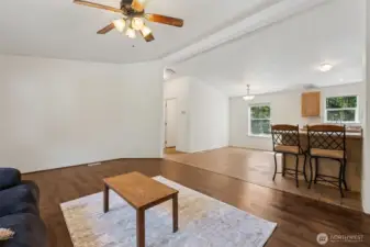 Spacious area in kitchen not just to have counter seating but also a dining table or even another area for storage, crafts, gaming, home office area, etc.