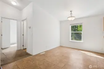 2nd and 3rd bedrooms and main bath this side of the kitchen