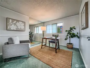 Third bedroom offers versatile space—ideal as a guest room, office, or cozy TV nook.