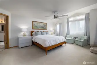 A true primary retreat.  Spacious bedroom w/walk-in closet w/California Closet system and newly remodeled and updated 5 piece spa bath.
